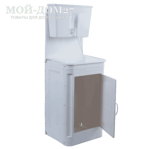 Некомплект. Умывальник с пластиковой тумбой без подогрева | Мой-Дом27 | <b>Некомплект - отсутствует крепление (болты и гайка)&nbsp;</b><br>
 Объем бака – 17 литров без нагревателя<br>
 Материал умывальника – пластик<br>
 Мойка – пластик белого цвета<br>
 Кран – пластиковый<br>
Поставляется в разобранном виде